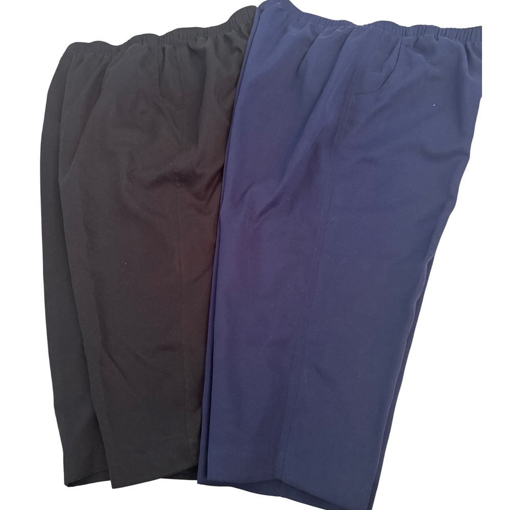 Kim Rogers Petite Pull On Pants Lot of 2 Black Navy Blue Elastic Waist 14P